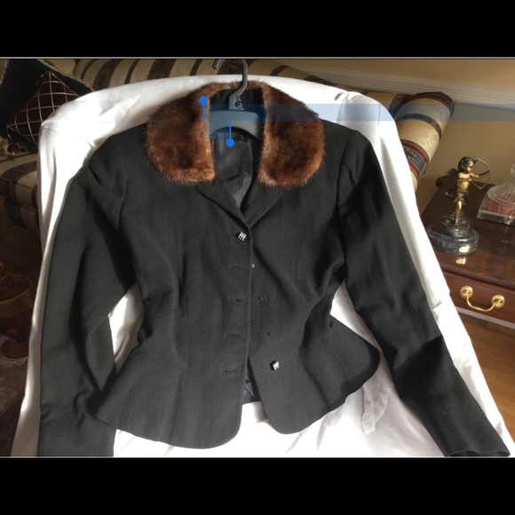 Vintage MINK FUR Collar PEPLUM JACKET S/M - Picture 14 of 15
